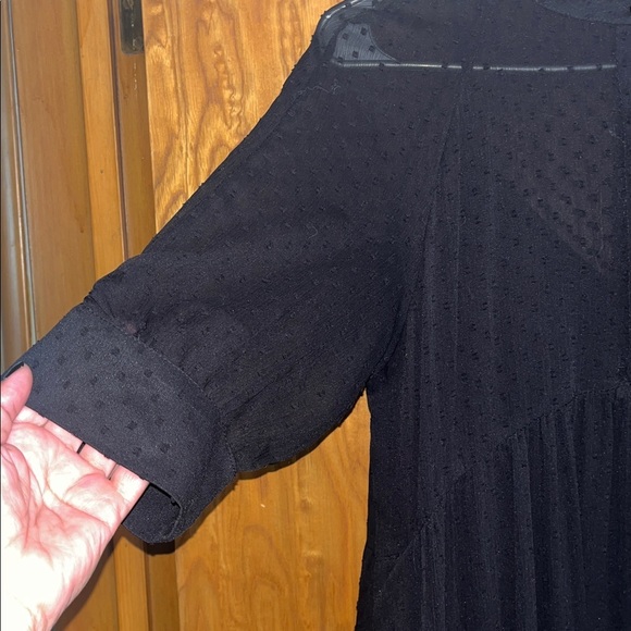 Zara Black Sheer Midi Dress size Small - Picture 4 of 8